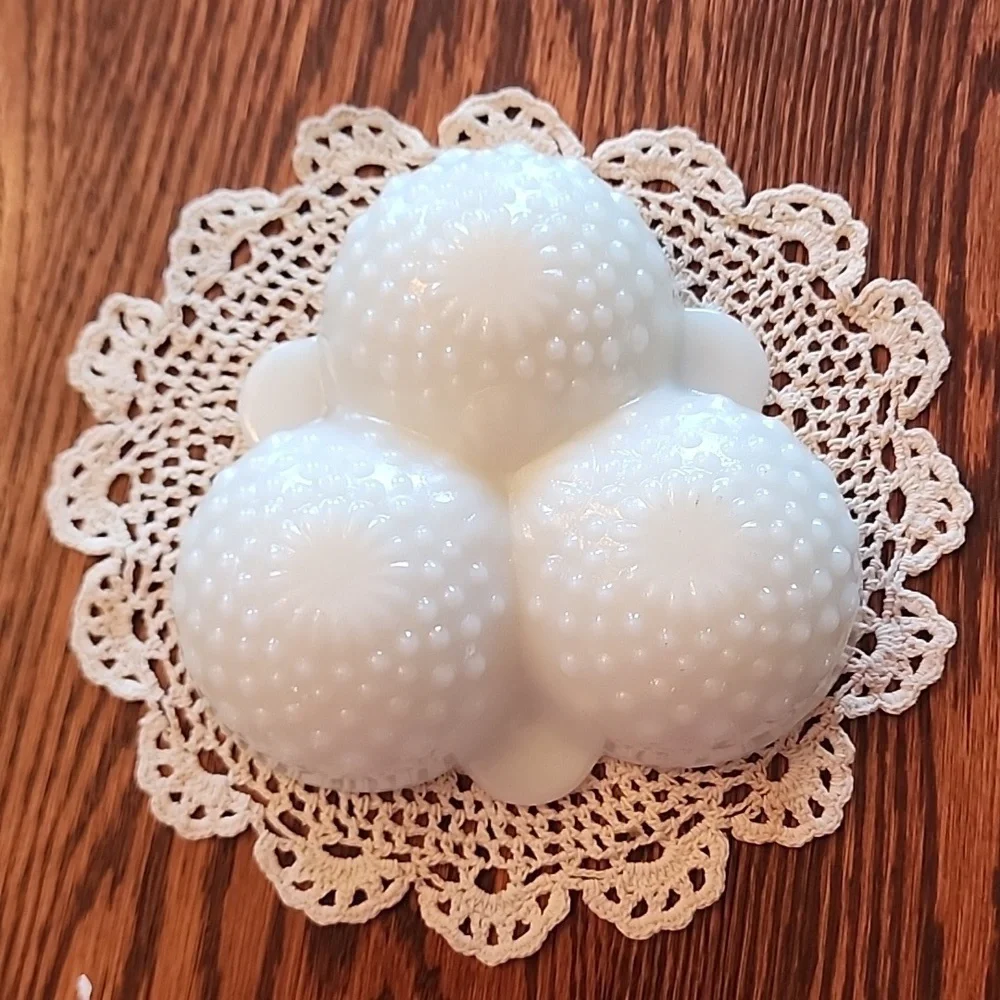 Hobnail Semi Translucent Serving Candy Nut Dish Vintage